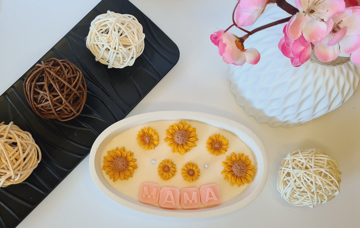 Cuenco artesanal en yeso aromático Día de la Madre