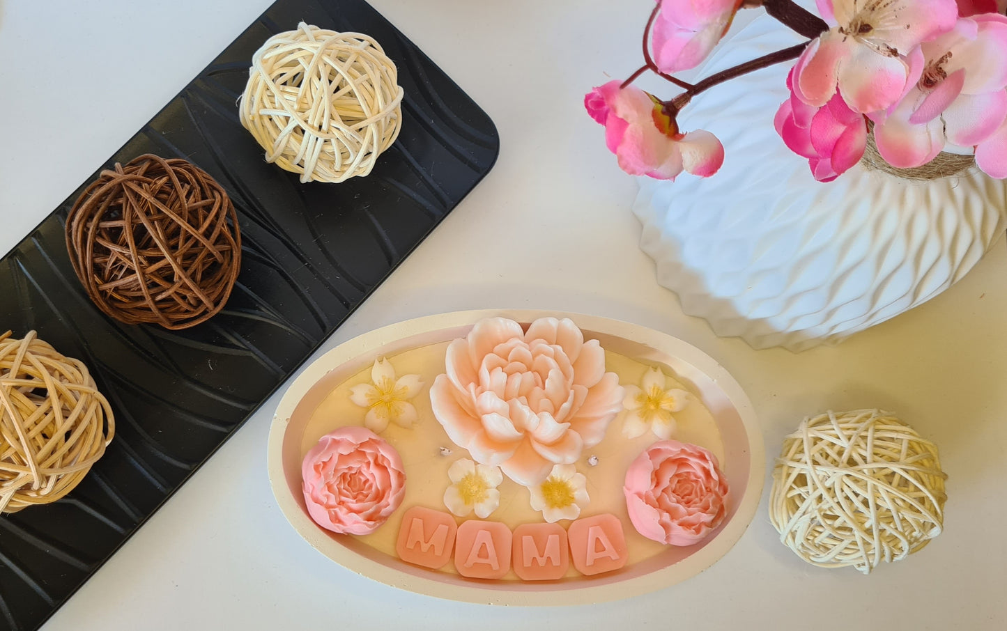 Cuenco artesanal en yeso aromático Día de la Madre